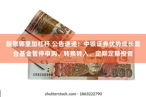 股票哪里加杠杆 公告速递：中银证券优势成长混合基金暂停申购、转换转入、定期定额投资