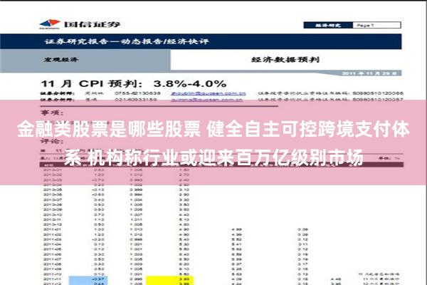 金融类股票是哪些股票 健全自主可控跨境支付体系 机构称行业或迎来百万亿级别市场