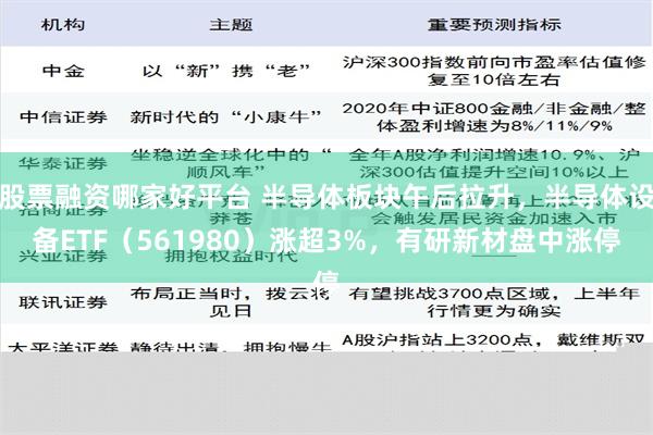 股票融资哪家好平台 半导体板块午后拉升，半导体设备ETF（561980）涨超3%，有研新材盘中涨停